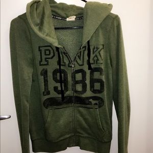 VS Pink Army Green Hoodie